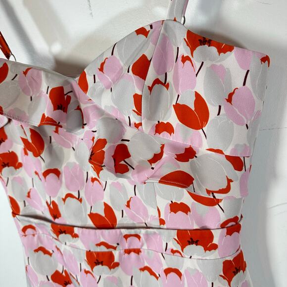 BLACK HALO Zalda Floral Tulip Mini Dress Womans 8 flounce hem - Picture 7 of 11